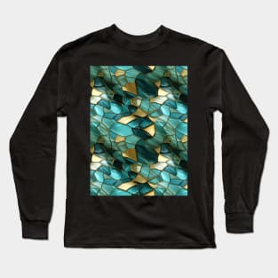 Funky Facade: Trompe-l’oeil Green Turquoise and Gold Long Sleeve T-Shirt